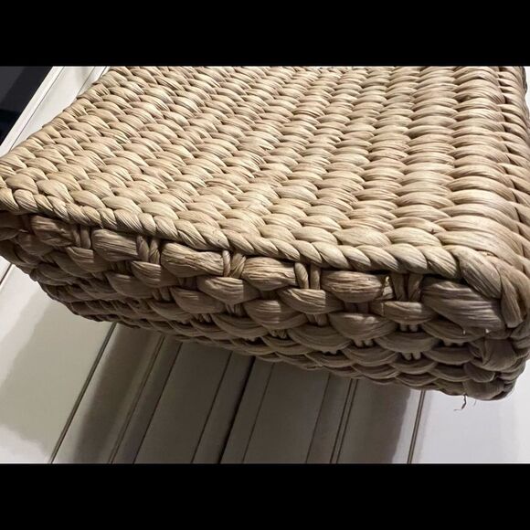 Sonoma Vintage Butterflies Straw Wicker Woven Handbag/Shoulder Purse Bag | Tan - Picture 9 of 9